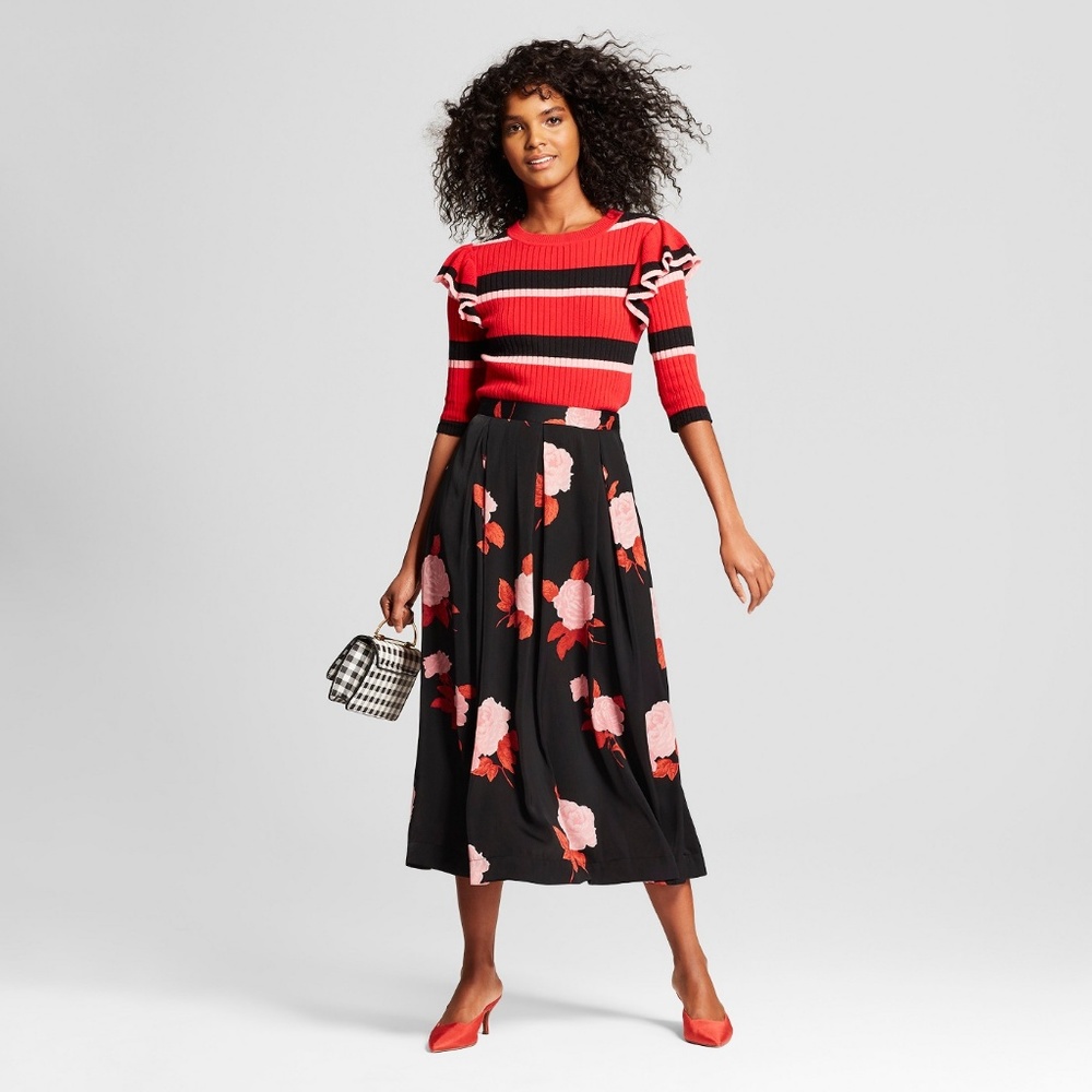 Birdcage Floral Midi Skirt Who What Wear Size 4